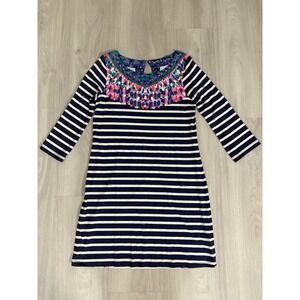 Lilly Pulitzer Bay Dress Striped Navy Island Medallion Size M women